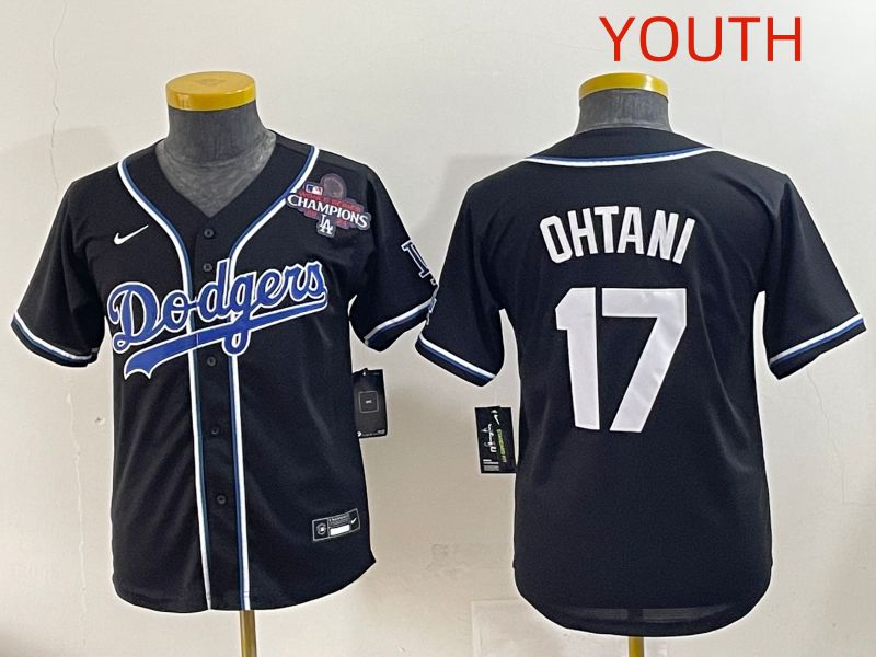 Youth 2025 Los Angeles Dodgers 17 Ohtani Black Three generations Fashion Nike MLB Jersey style 8